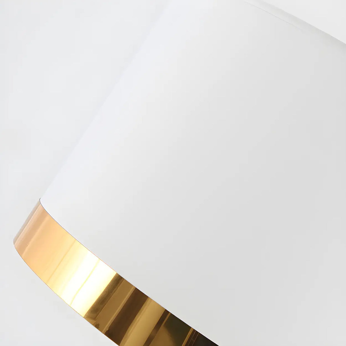 Modish White Drum Shade Gold Metal LED Floor Lamp Image - 4