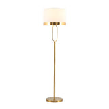 Modish White Drum Shade Gold Metal LED Floor Lamp Image - 5