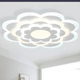 Modish White Floral Dimmable Flush Mount Ceiling Light Image - 1