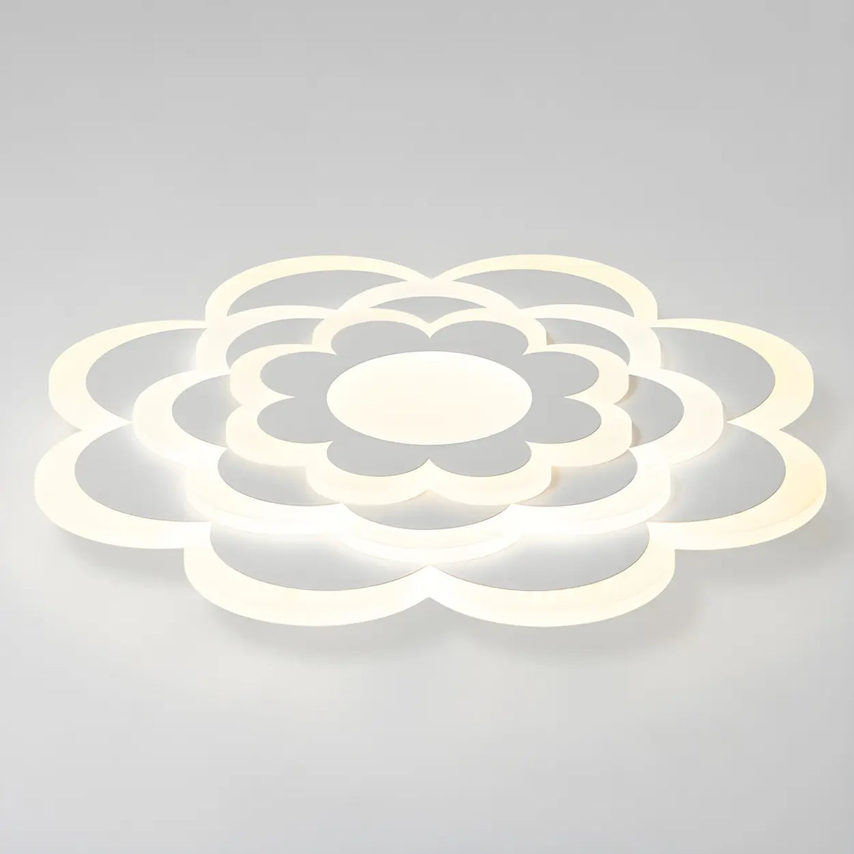 Modish White Floral Dimmable Flush Mount Ceiling Light Image - 9