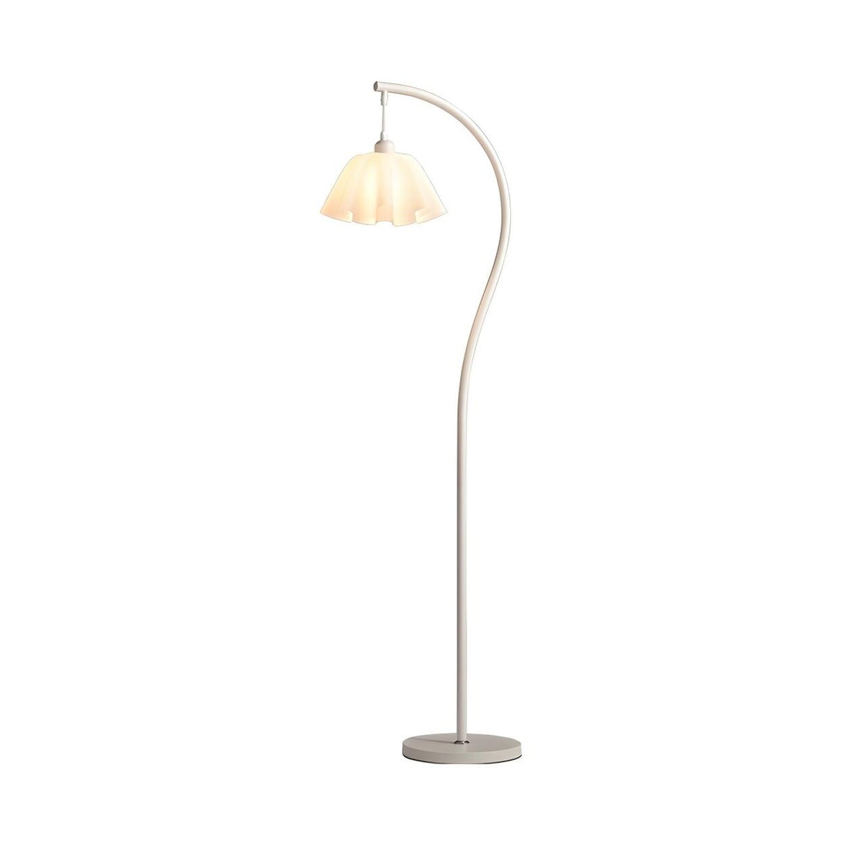 Modish White Floral Modern Curved Bedroom Floor Lamp Image - 4