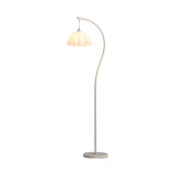 Modish White Floral Modern Curved Bedroom Floor Lamp Image - 4