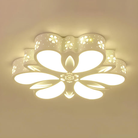 Modish White Flower Small LED Flush Mount Ceiling Light Image - 1