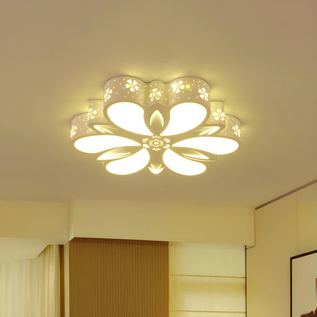 Modish White Flower Small LED Flush Mount Ceiling Light Image - 2