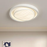 Modish White Geometric Dimmable LED Flush Mount Light Image - 3