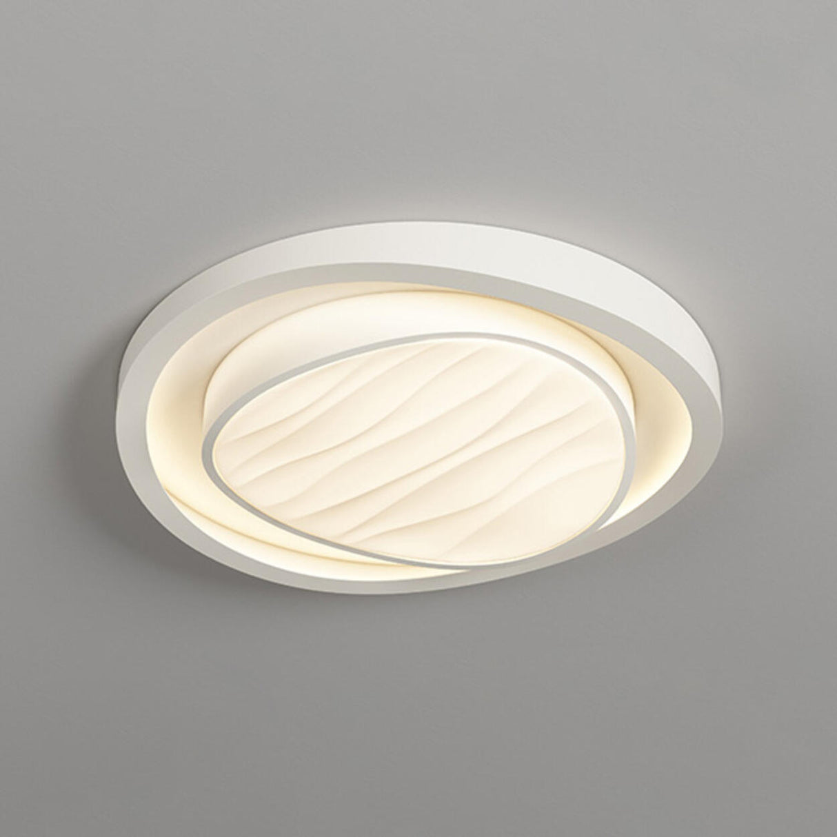 Modish White Geometric Dimmable LED Flush Mount Light Image - 5