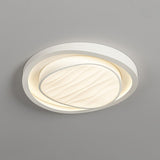 Modish White Geometric Dimmable LED Flush Mount Light Image - 5