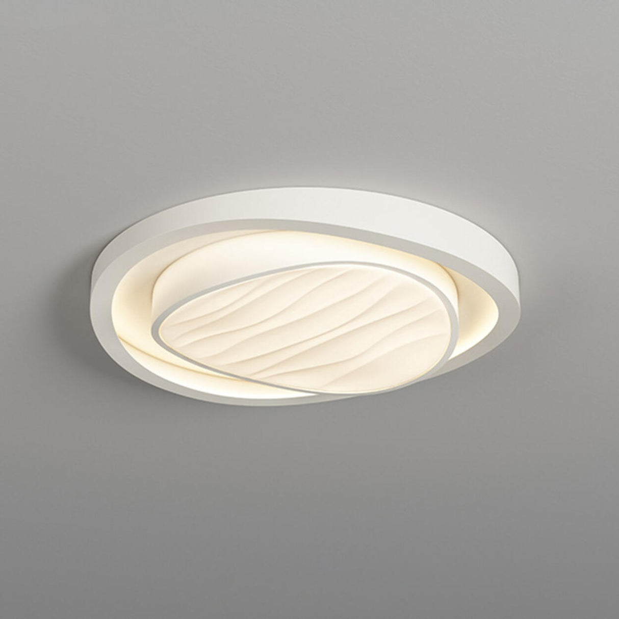 Modish White Geometric Dimmable LED Flush Mount Light Image - 6