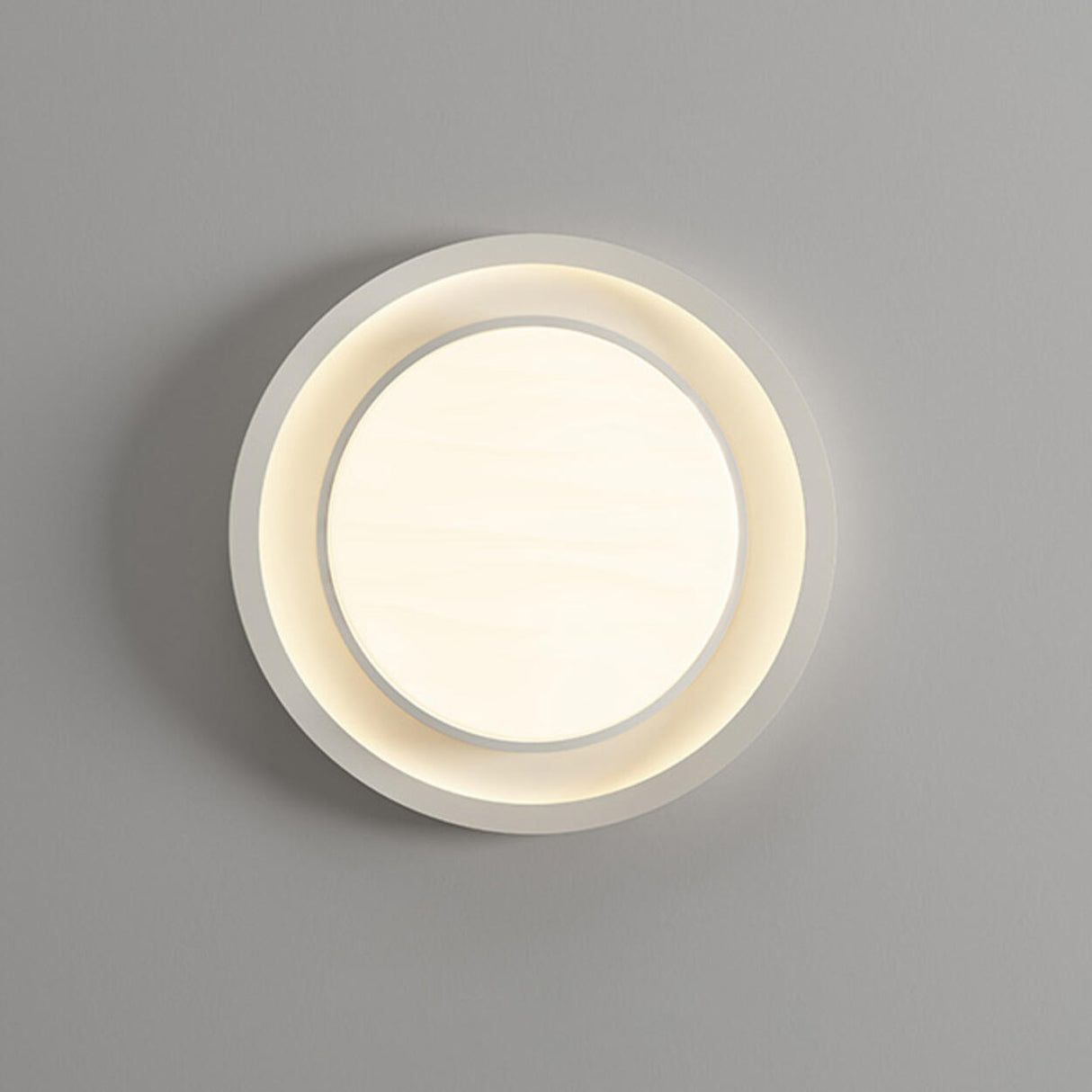 Modish White Geometric Dimmable LED Flush Mount Light Image - 7