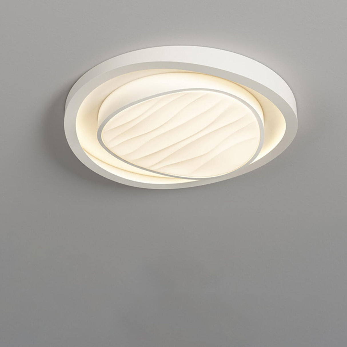 Modish White Geometric Dimmable LED Flush Mount Light Image - 9