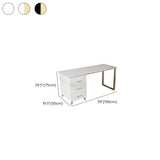 Modish White-Gold Stone Rectangle Drawers Writing Desk #size