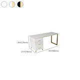 Modish White-Gold Stone Rectangle Drawers Writing Desk Image - 12