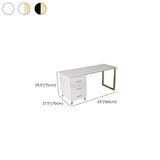 Modish White-Gold Stone Rectangle Drawers Writing Desk Image - 13