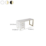 Modish White-Gold Stone Rectangle Drawers Writing Desk Image - 14