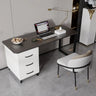 Modish White-Gold Stone Rectangle Drawers Writing Desk Image - 5