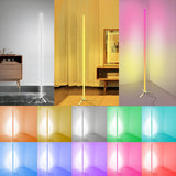 Modish White Linear LED Gradient Metal Floor Lamp Image - 10