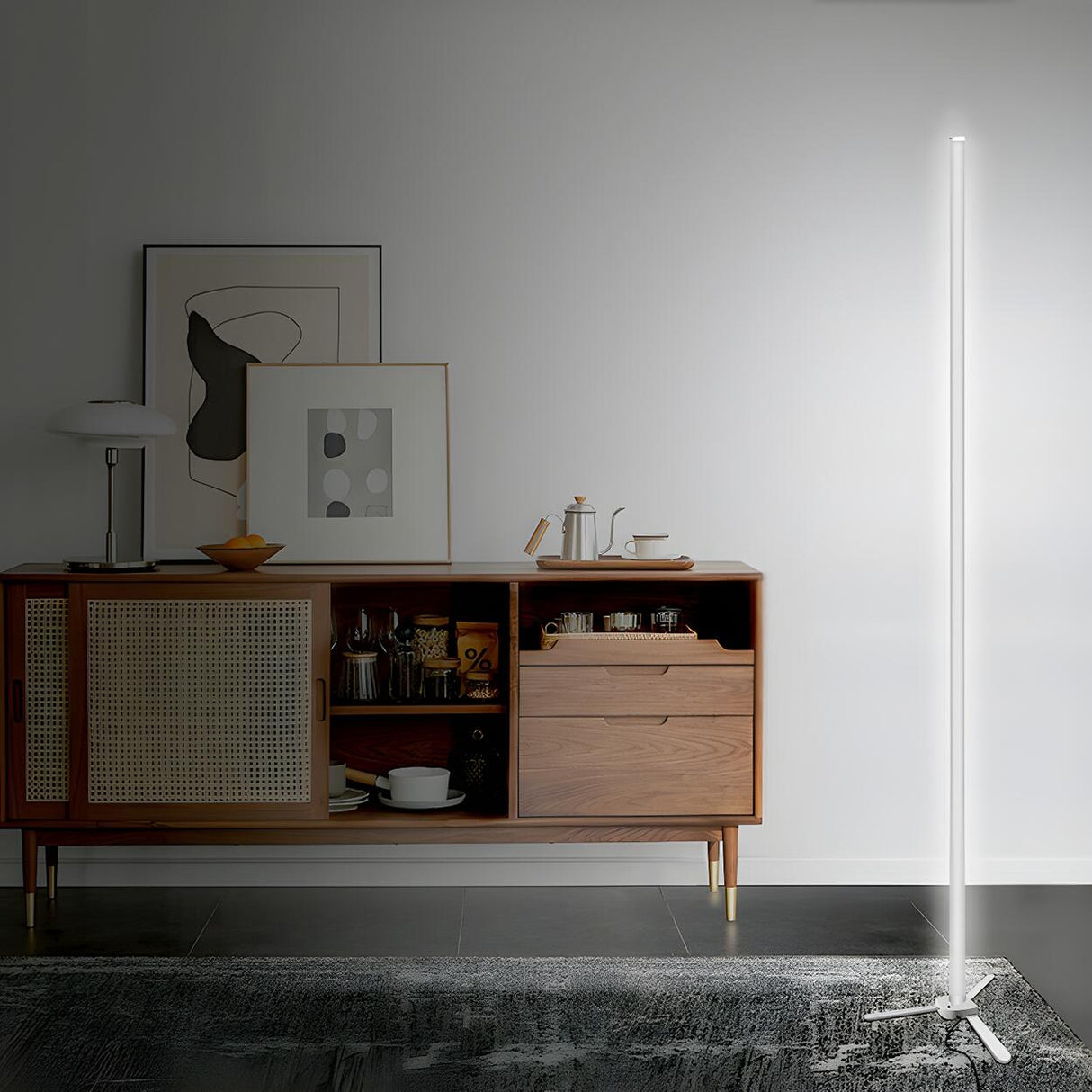 Modish White Linear LED Gradient Metal Floor Lamp Image - 2