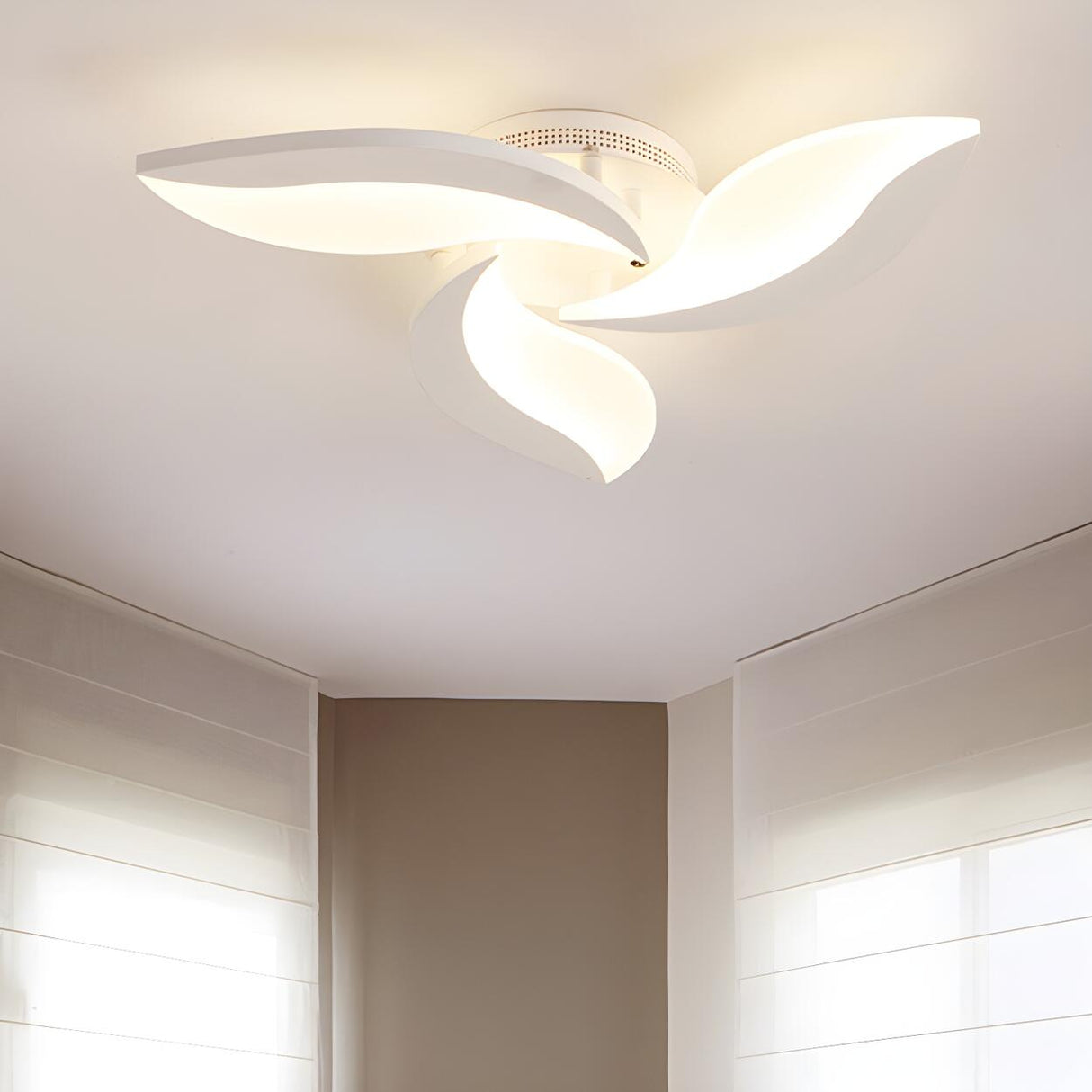 Modish White Petal-Shaped LED Flush Mount Light 3-Light Image - 1