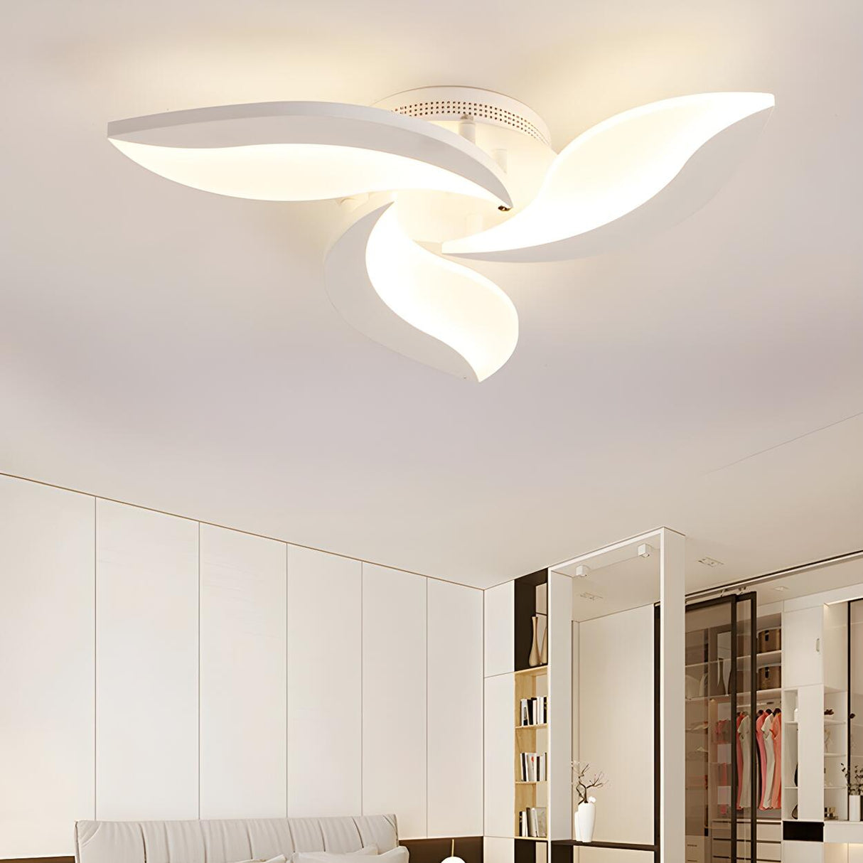 Modish White Petal-Shaped LED Flush Mount Light 3-Light Image - 2