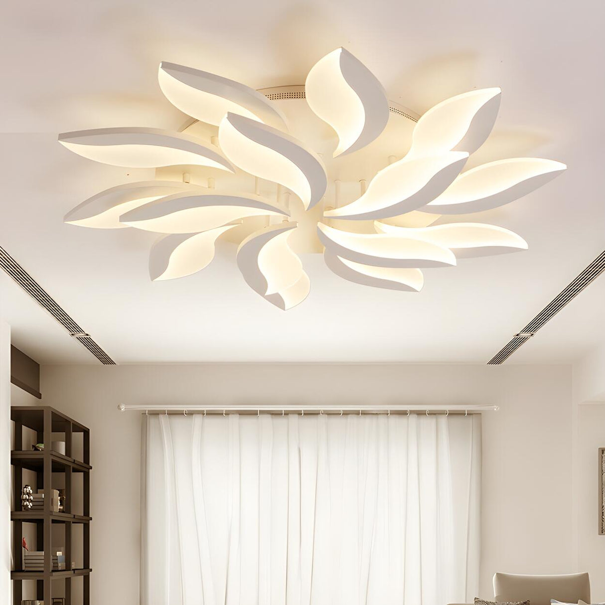 Modish White Petal-Shaped LED Flush Mount Light 3-Light Image - 20