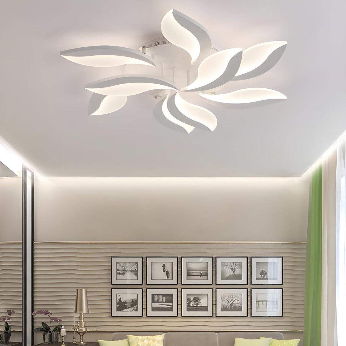 Modish White Petal-Shaped LED Flush Mount Light 3-Light Image - 9