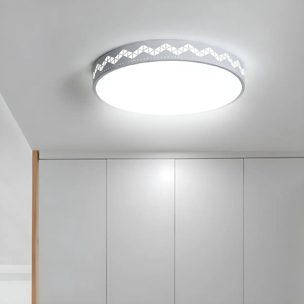 Modish White Round Dimmable Flush Mount Ceiling Light Image - 1