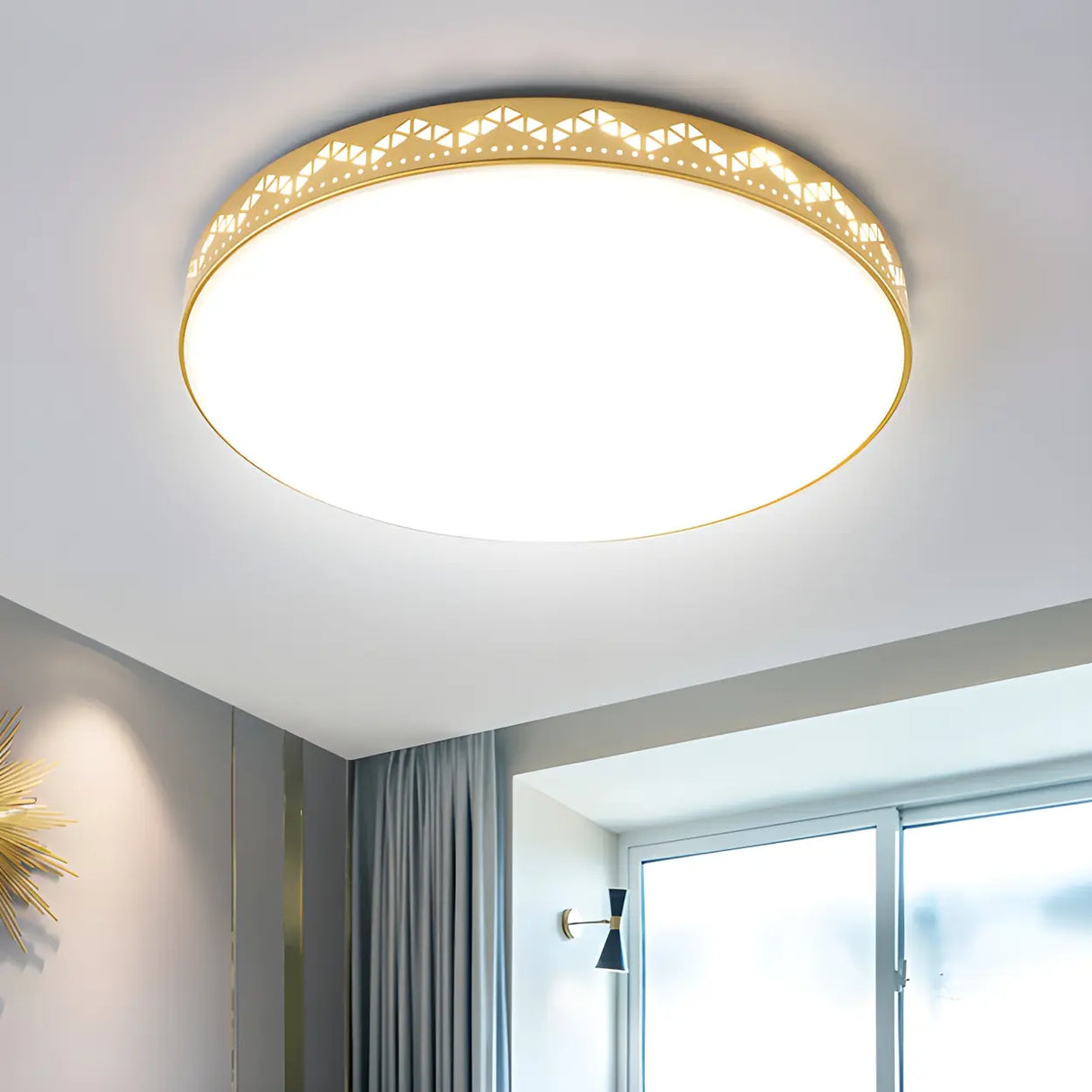 Modish White Round Dimmable Flush Mount Ceiling Light Image - 11