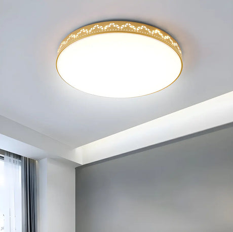 Modish White Round Dimmable Flush Mount Ceiling Light Image - 2