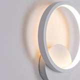 Modish White Round Metal Bedside Wall Sconce Light Image - 15