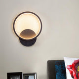 Modish White Round Metal Bedside Wall Sconce Light Image - 3