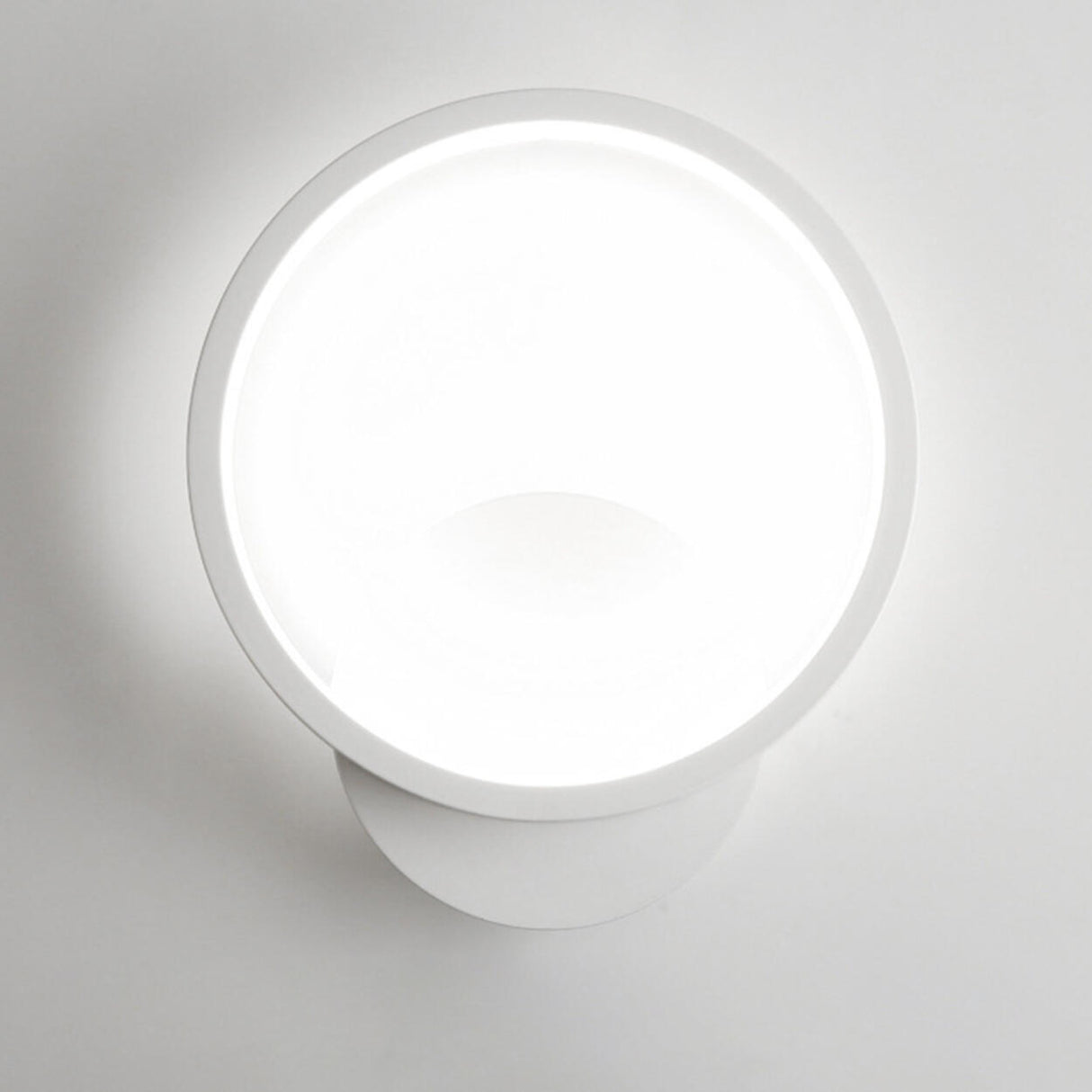 Modish White Round Metal Bedside Wall Sconce Light Image - 6