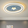 Modish White Round Star Dimmable Flush Mount Light Image - 3