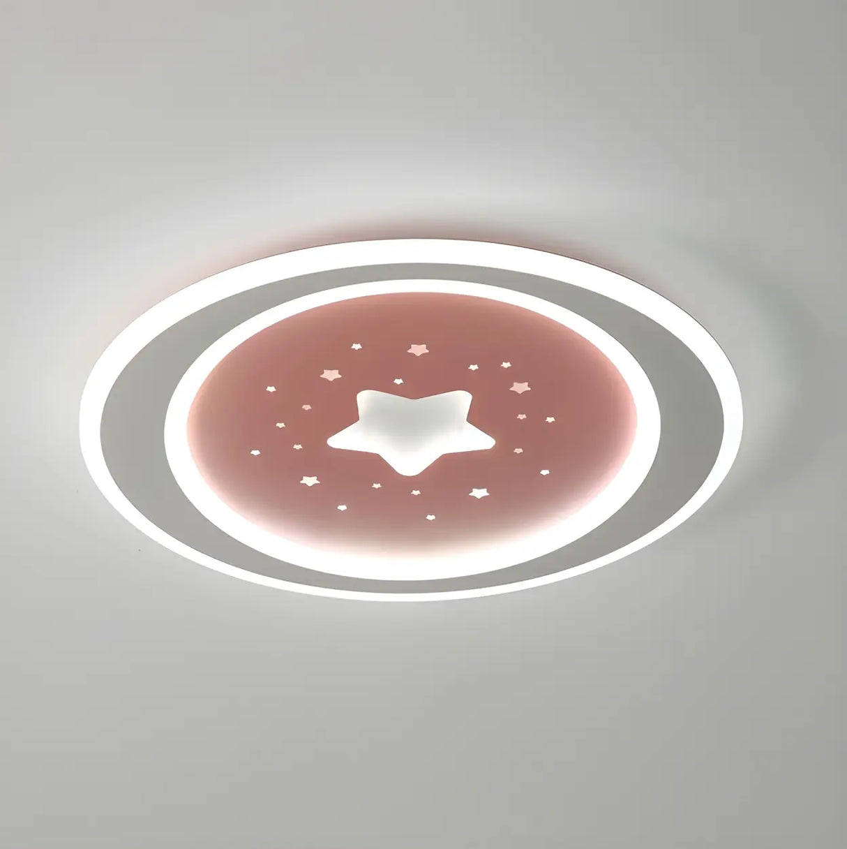 Modish White Round Star Dimmable Flush Mount Light Image - 7