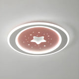 Modish White Round Star Dimmable Flush Mount Light Image - 7