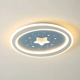 Modish White Round Star Dimmable Flush Mount Light Image - 8