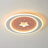 Modish White Round Star Dimmable Flush Mount Light Image - 9