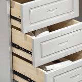 Modish White Rubberwood Storage Drawers Computer Desk Image - 12