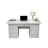 Modish White Rubberwood Storage Drawers Computer Desk Image - 2