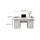 Modish White Rubberwood Storage Drawers Computer Desk Image - 20