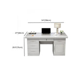 Modish White Rubberwood Storage Drawers Computer Desk Image - 21