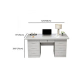 Modish White Rubberwood Storage Drawers Computer Desk Image - 25