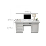 Modish White Rubberwood Storage Drawers Computer Desk Image - 26