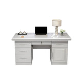 Modish White Rubberwood Storage Drawers Computer Desk Image - 4