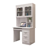 Modish White Rubberwood Storage Drawers Computer Desk Image - 9