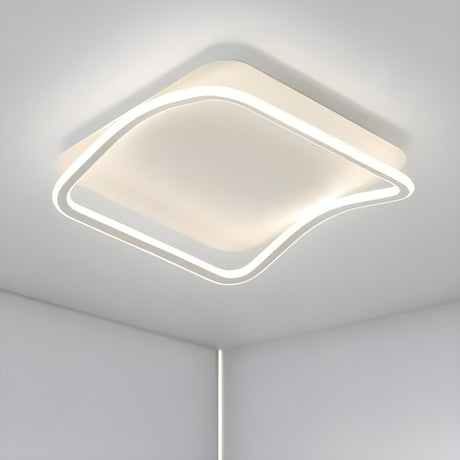 Modish White Square Curved LED Flush Mount Ceiling Lamp Image - 1