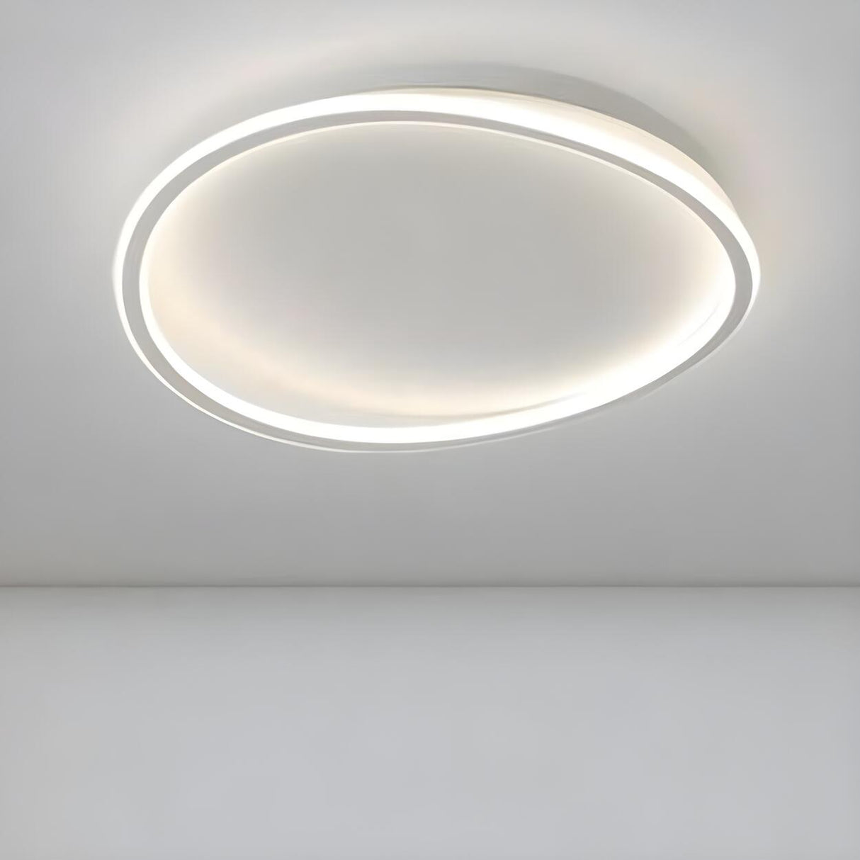 Modish White Square Curved LED Flush Mount Ceiling Lamp Image - 2