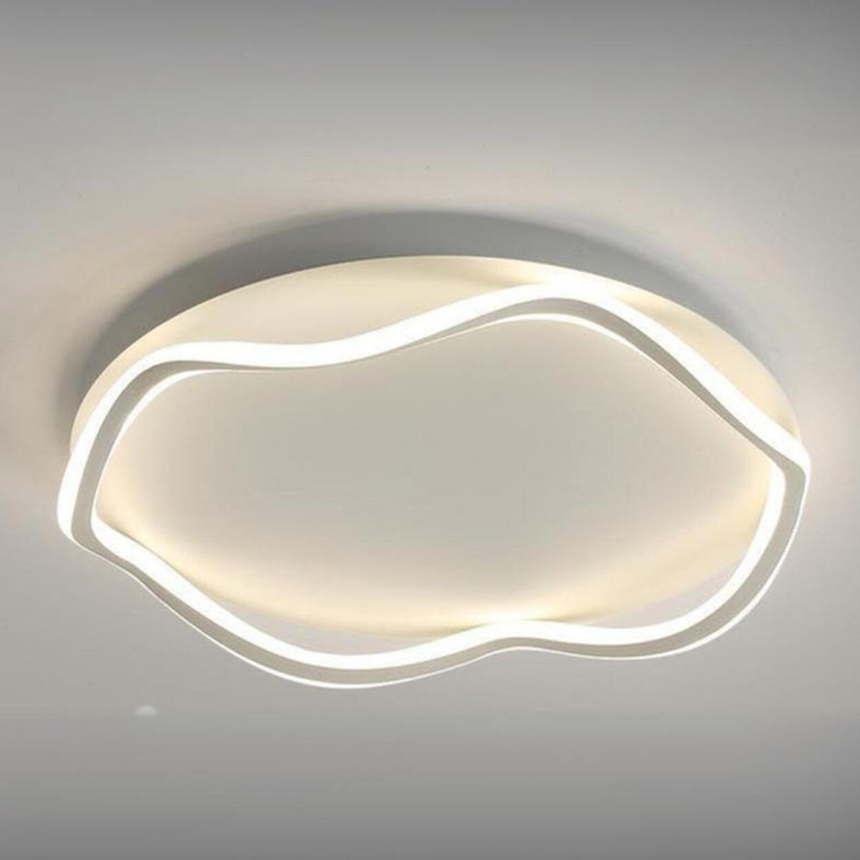 Modish White Square Curved LED Flush Mount Ceiling Lamp Image - 7