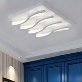 Modish White Square Wavy LED Flush Mount Ceiling Light Image - 2