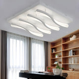 Modish White Square Wavy LED Flush Mount Ceiling Light Image - 3