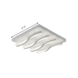 Modish White Square Wavy LED Flush Mount Ceiling Light Image - 5